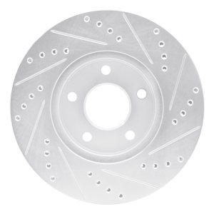 Chevrolet Cobalt Brake Rotor (1) - Front Left - R1 Concepts - Drilled & Slotted - Silver - `07-`10